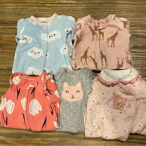 Carter's Infant Girls Sleepers  - Blue, Pink, Gray